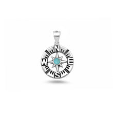 Load image into Gallery viewer, Sterling Silver Oxidized And Polished Turquoise Stone Compass Pendant