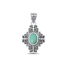 Load image into Gallery viewer, Sterling Silver Oxidized Butterfly Genuine Turquoise Stone Pendant