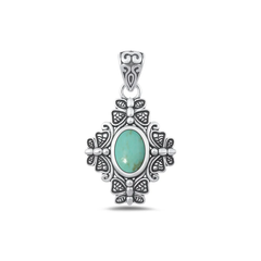 Sterling Silver Oxidized Butterfly Genuine Turquoise Stone Pendant