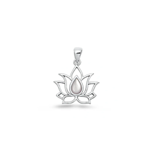Load image into Gallery viewer, Sterling Silver High Polished And Oxidized Mother Of Pearl Lotus Pendant