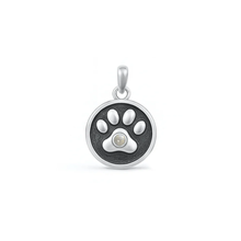 Load image into Gallery viewer, Sterling Silver Oxidized Paw Print Moonstone Pendant