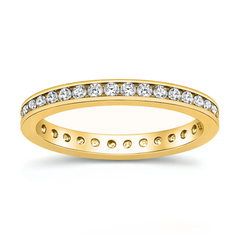 Sterling Silver Yellow Gold Plated Eternity CZ Ring