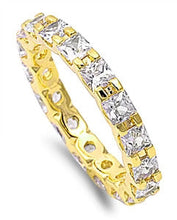 Load image into Gallery viewer, Sterling Silver Rhodium Yellow Gold-Plated Square Cut CZ Ring