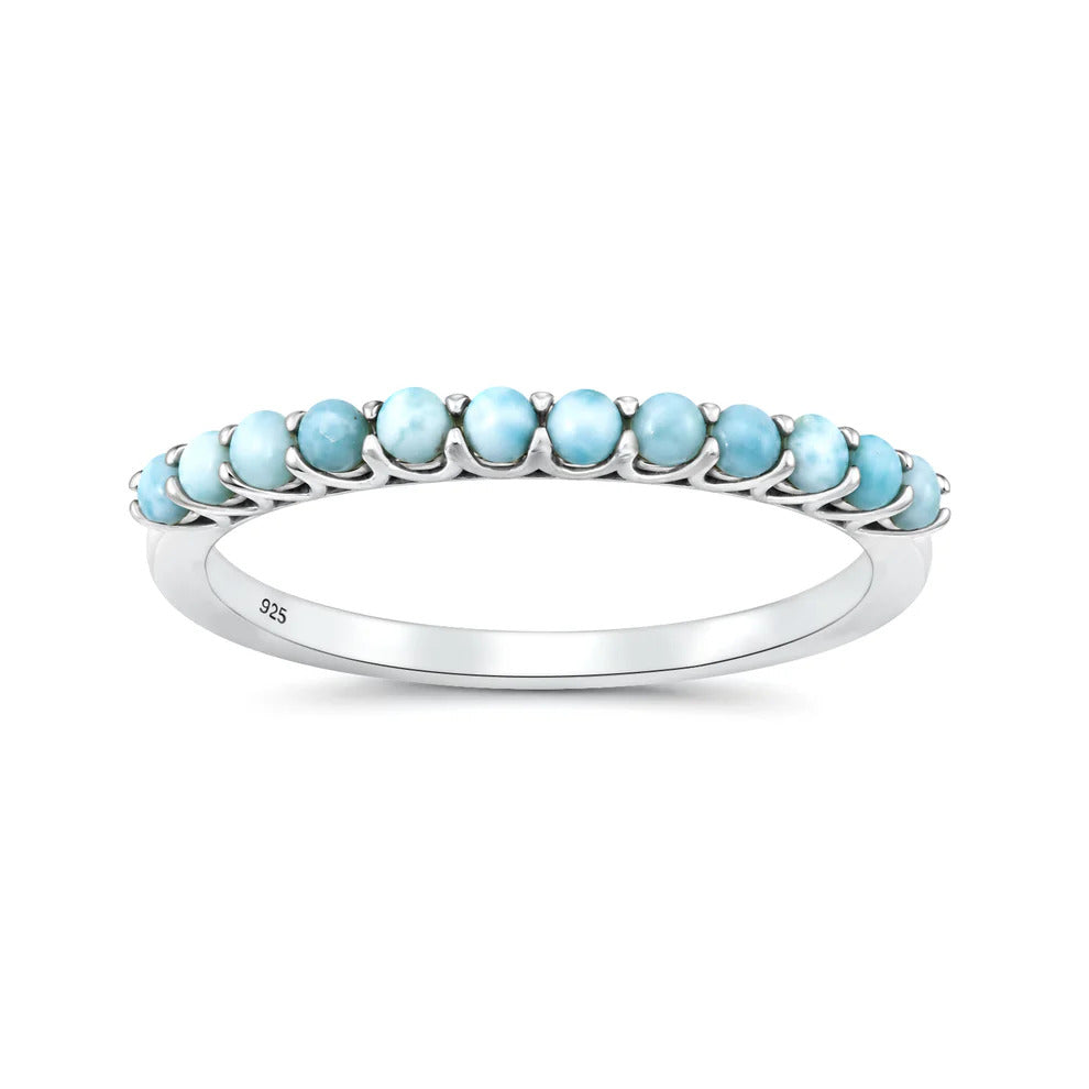 Sterling Silver Oxidized And Polished Larimar Stone Ring