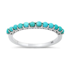 Load image into Gallery viewer, Sterling Silver Rhodium Plated 2mm Turquoise Stone Ring