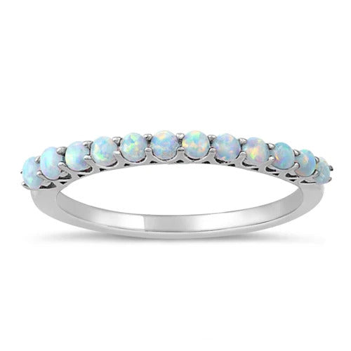 Sterling Silver White Lab Opal Ring