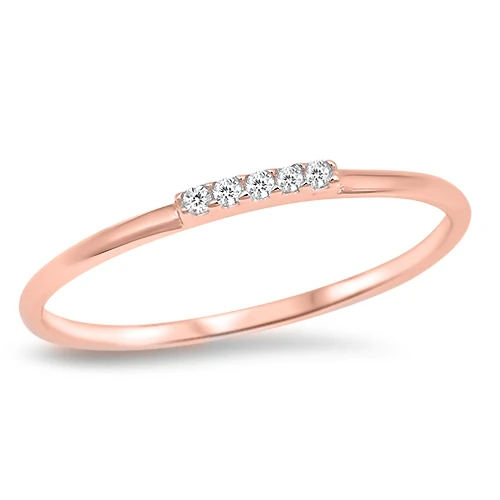 Sterling Silver Rose Gold Plated Round Clear CZ Ring