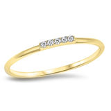 Sterling Silver Yellow Gold Plated Round Clear CZ Ring