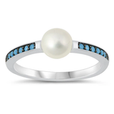 Sterling Silver Nano Imitation Turquoise And Freshwater Pearl Ring