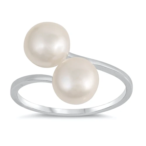 Sterling Silver Double Mother Of Pearl Ring
