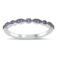 Load image into Gallery viewer, Sterling Silver Rhodium Plated Amethyst CZ Ring