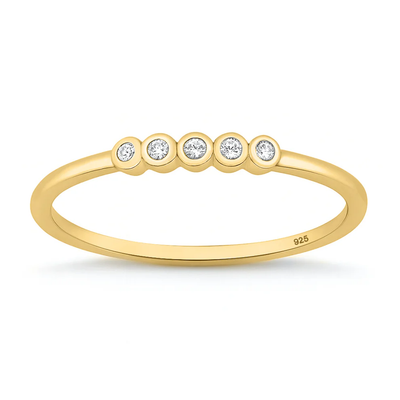 Sterling Silver Yellow Gold Plated Clear CZ Ring