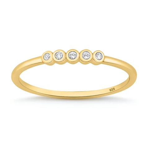 Sterling Silver Yellow Gold Plated Clear CZ Ring