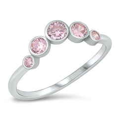 Sterling Silver Rhodium Plated Pink CZ Ring