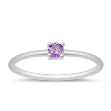 Load image into Gallery viewer, Sterling Silver Rhodium Plated Round Amethyst CZ Ring