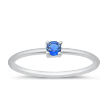 Load image into Gallery viewer, Sterling Silver Rhodium Plated Round Blue Sapphire CZ Ring