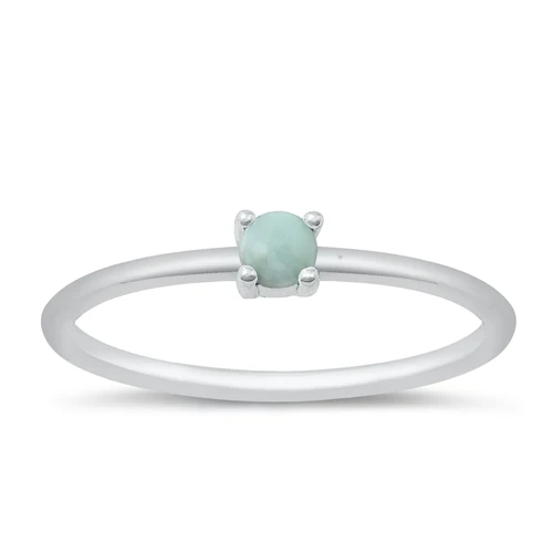 Sterling Silver Rhodium Plated Genuine Larimar Ring
