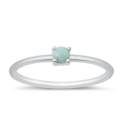 Sterling Silver Rhodium Plated Genuine Larimar Ring