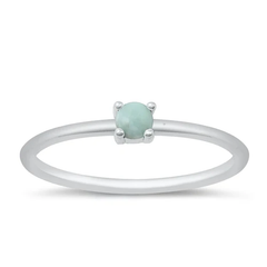 Sterling Silver Rhodium Plated Genuine Larimar Ring