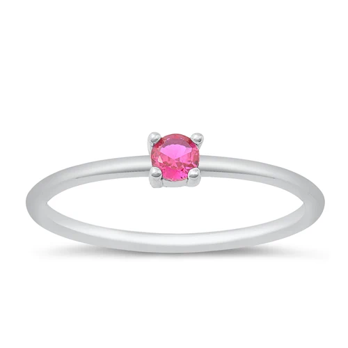 Sterling Silver Rhodium Plated Ruby CZ Ring