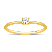 Load image into Gallery viewer, Sterling Silver Yellow Gold Plated Round Clear CZ Ring