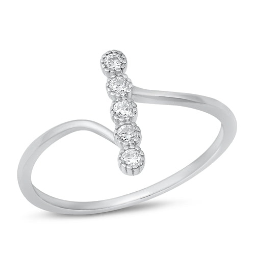 Sterling Silver Rhodium Plated Clear CZ Ring