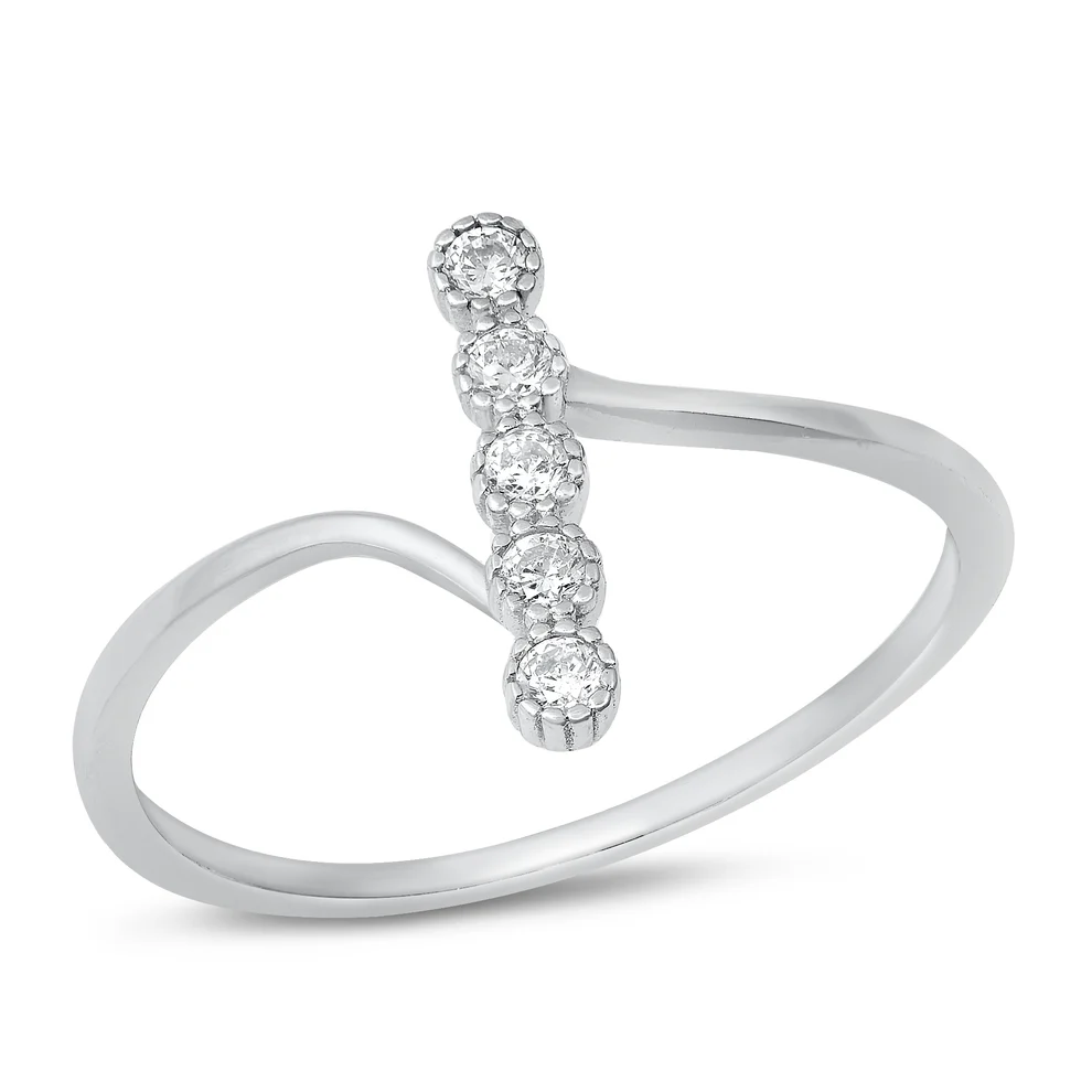 Sterling Silver Rhodium Plated 13.5mm Clear CZ Ring