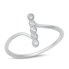 Sterling Silver Rhodium Plated 13.5mm Clear CZ Ring