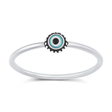 Load image into Gallery viewer, Sterling Silver Polished And Oxidized Evil Eye Ring