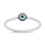 Sterling Silver Polished And Oxidized Evil Eye Ring