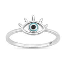 Load image into Gallery viewer, Sterling Silver Rhodium Plated Evil Eye Ring