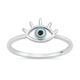 Sterling Silver Rhodium Plated Evil Eye Ring