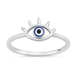 Sterling Silver Rhodium Plated Evil Eye Clear CZ Ring