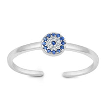 Load image into Gallery viewer, Sterling Silver Rhodium Plated Clear and Blue Sapphire CZ Ring-5.4mm