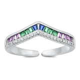 Sterling Silver Rhodium Plated Multi-Colored CZ Ring