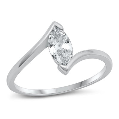 Sterling Silver Rhodium Plated Clear CZ Ring-11mm