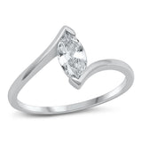 Sterling Silver Rhodium Plated Clear CZ Ring-11mm