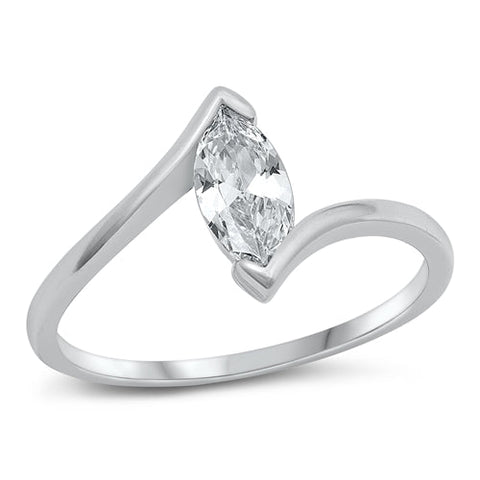 Sterling Silver Rhodium Plated Clear CZ Ring-11mm