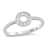 Sterling Silver Rhodium Plated Clear CZ Ring-8mm