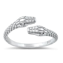 Load image into Gallery viewer, Sterling Silver Rhodium Plated Clear CZ Snake Ring-7.7mm