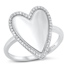 Load image into Gallery viewer, Sterling Silver Rhodium Plated Clear CZ Heart Ring-20.4mm