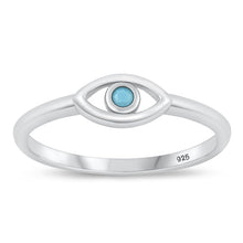 Load image into Gallery viewer, Sterling Silver Rhodium Plated Evil Eye Ring-5.4mm