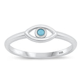 Sterling Silver Rhodium Plated Evil Eye Ring-5.4mm