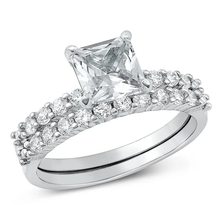 Load image into Gallery viewer, Sterling Silver Rhodium Plated Centerstone Clear CZ Ring