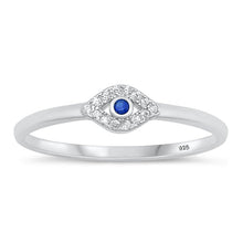 Load image into Gallery viewer, Sterling Silver Rhodium Plated Clear CZ Evil Eye Ring-4.6mm