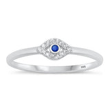 Sterling Silver Rhodium Plated Clear CZ Evil Eye Ring-4.6mm