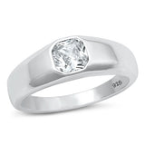 Sterling Silver Rhodium Plated Clear CZ Ring-6.8mm