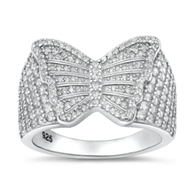 Load image into Gallery viewer, Sterling Silver Rhodium Plated Clear CZ Butterfly Ring