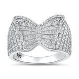 Sterling Silver Rhodium Plated Clear CZ Butterfly Ring