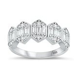 Sterling Silver Rhodium Plated 8.5mm Clear CZ Ring